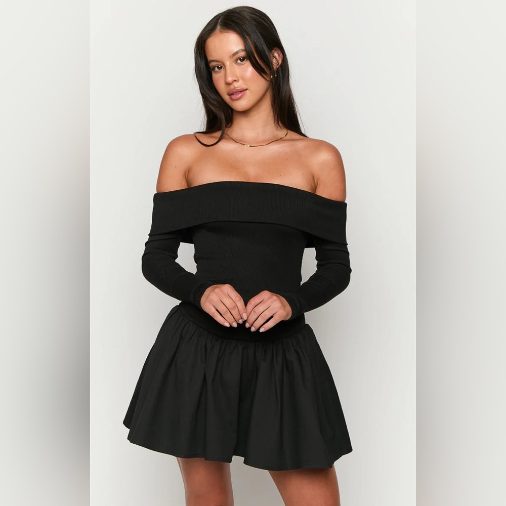 Beginning Boutique One Dance Black Long Sleeve Mini Dress